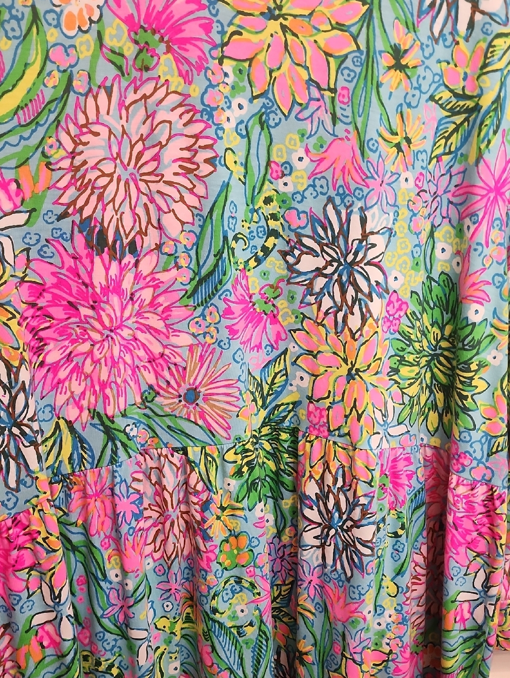Lilly Pulitzer Pastel Floral Print Dress Vneck Long Sleeves Gathered Layer Tiers - Picture 7 of 7